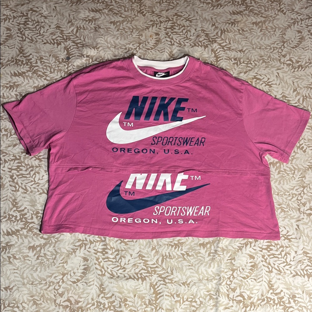 Nike Pink and White Sportswear Tee